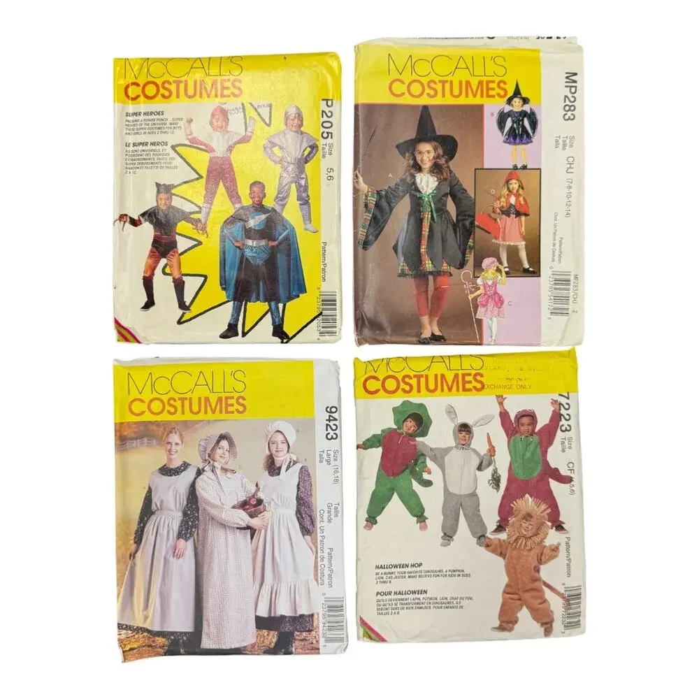Lot of 4 McCall's Costume Sewing Patterns Set Vintage Collection